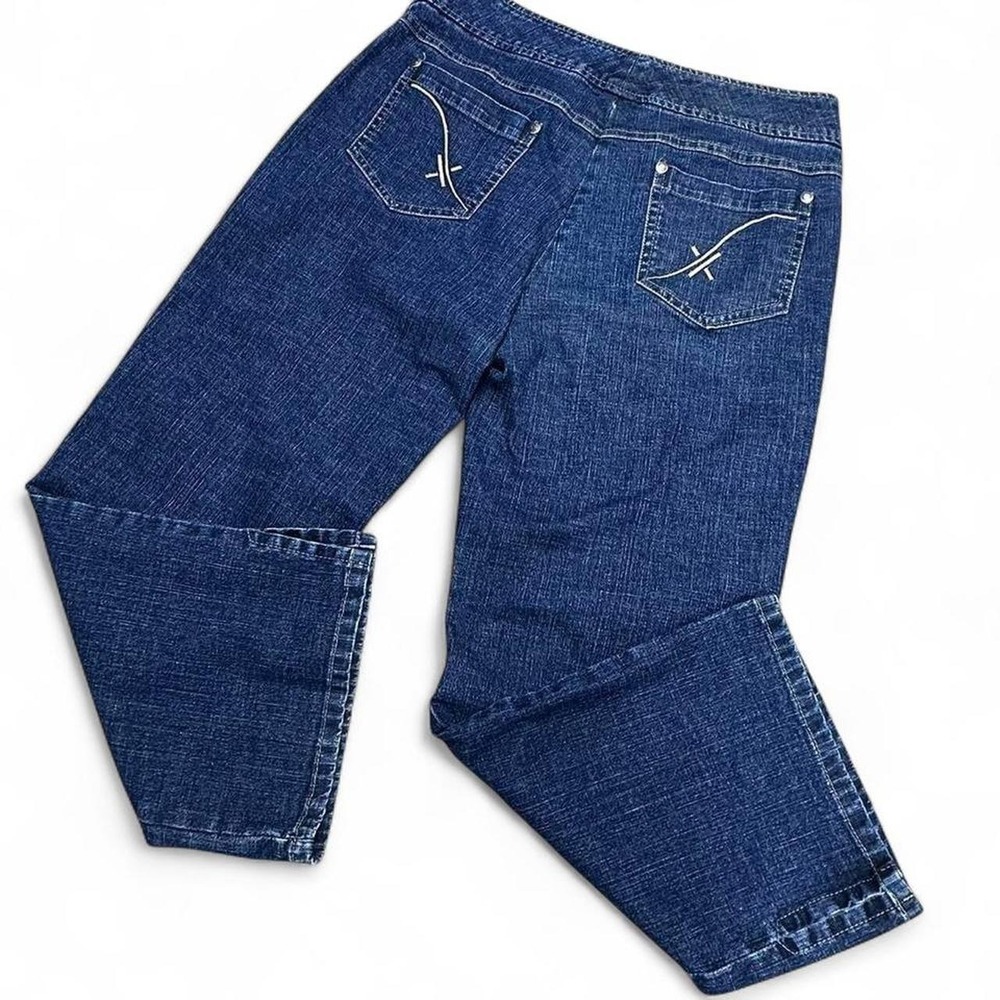 Tribal Denim brand dark wash straight leg bottom split hem capri jeans size 6